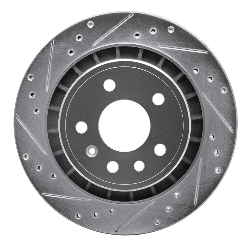 Saab 9-5 Brake Rotor (1) - Rear Left - R1 Concepts - Drilled & Slotted - Silver - `02-`10